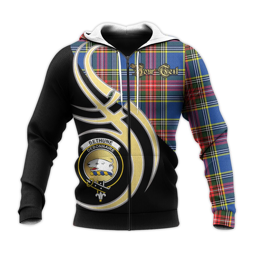 Printivon Bethune Clan Believe In Me Crest Tartan Knitted Hoodie Custom Your Text