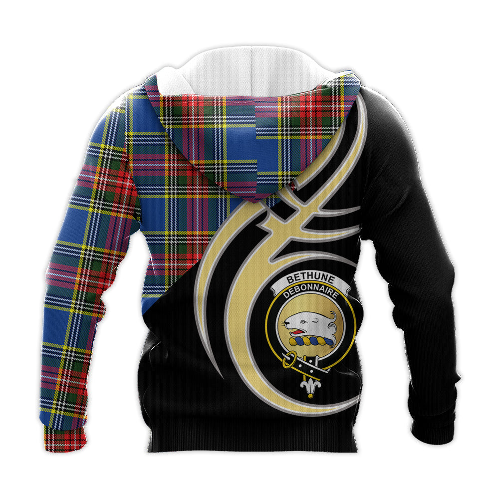 Printivon Bethune Clan Believe In Me Crest Tartan Knitted Hoodie Custom Your Text
