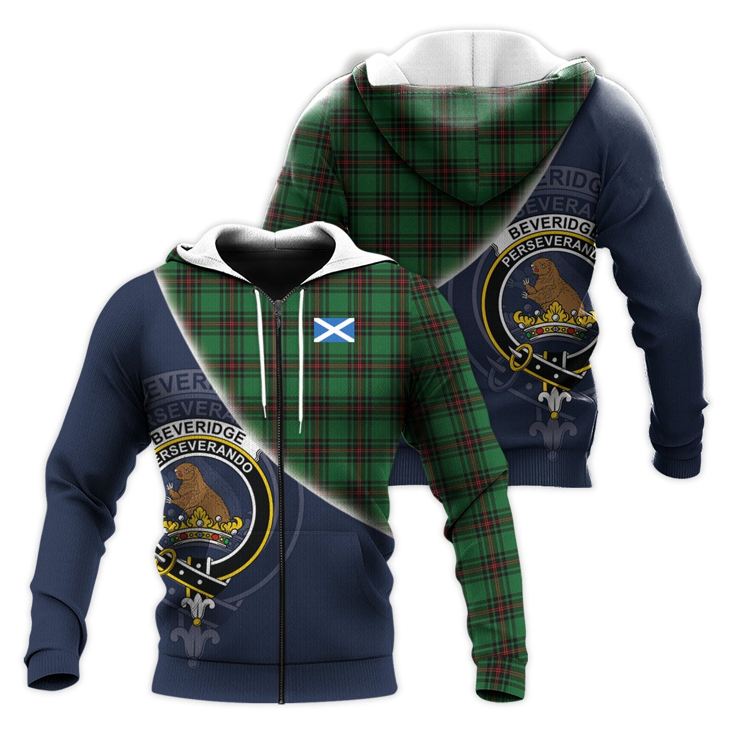Printivon Beveridge Tartan Scottish Crest Hoodie