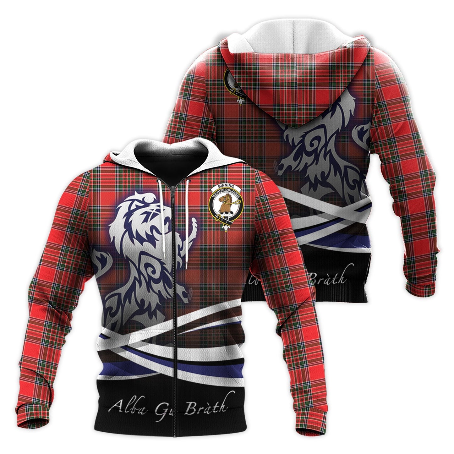 Printivon Binning Tartan Scottish Lion Hoodie