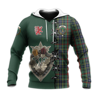 Printivon Bisset Tartan Hoodie Lion Rampant And Celtic Thistle Style