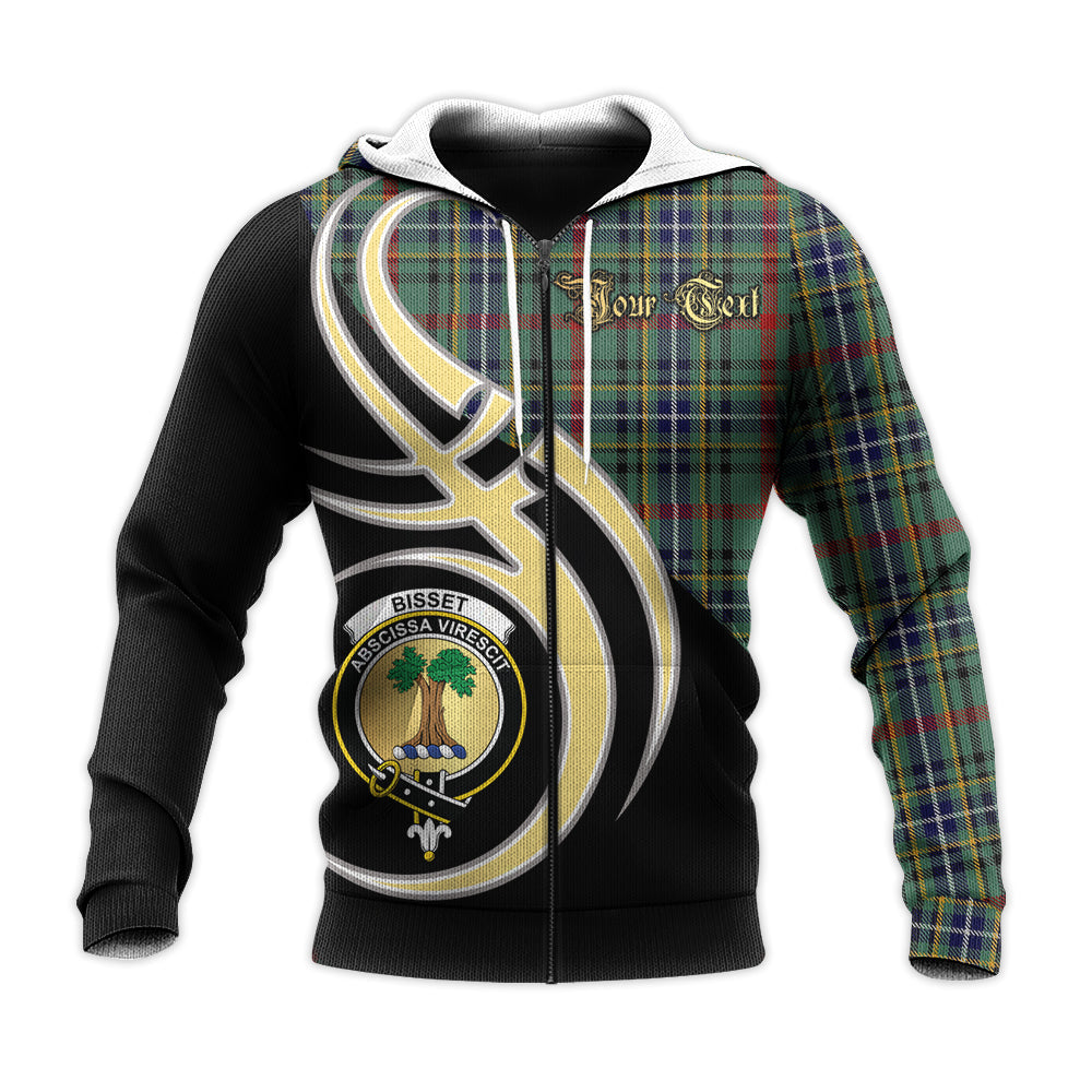 Printivon Bisset Clan Believe In Me Crest Tartan Knitted Hoodie Custom Your Text