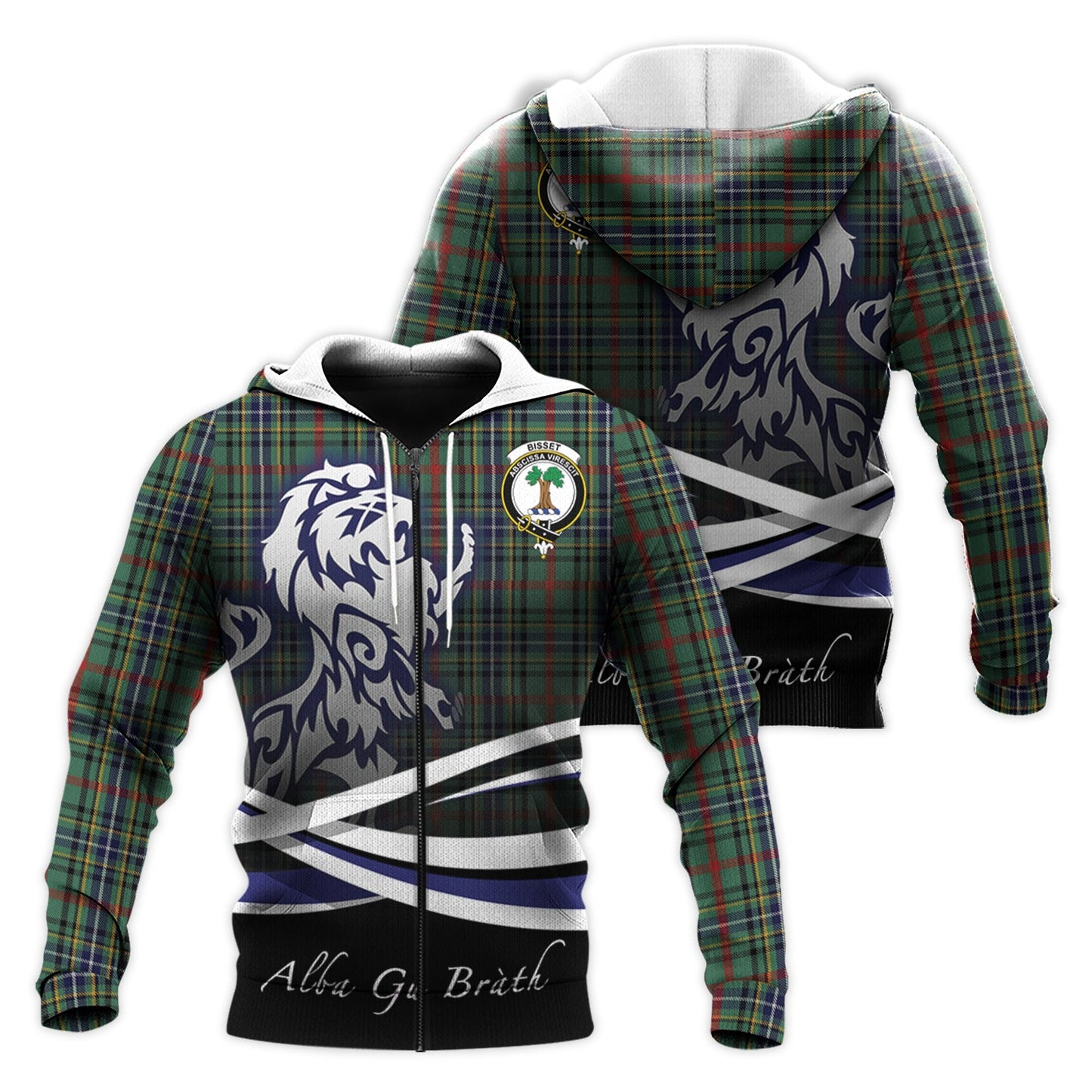 Printivon Bisset Tartan Scottish Lion Hoodie