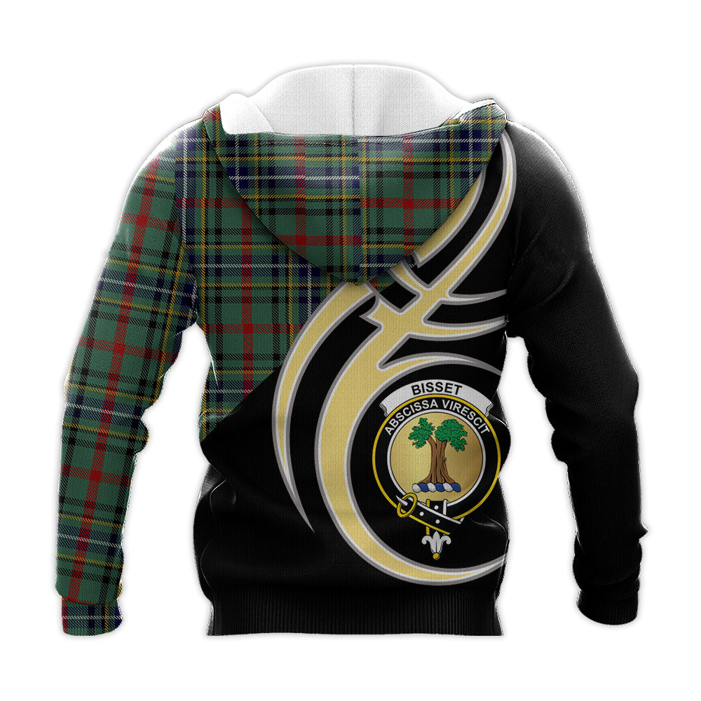 Printivon Bisset Clan Believe In Me Crest Tartan Knitted Hoodie Custom Your Text