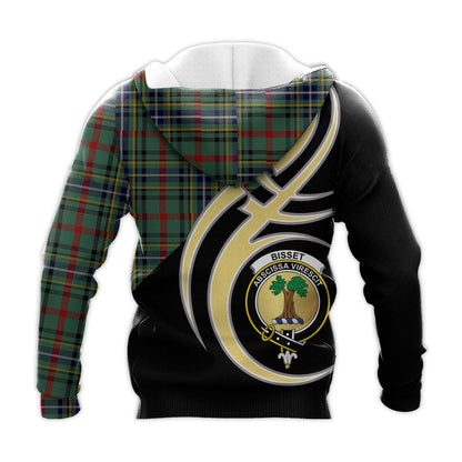 Printivon Bisset Clan Believe In Me Crest Tartan Knitted Hoodie Custom Your Text