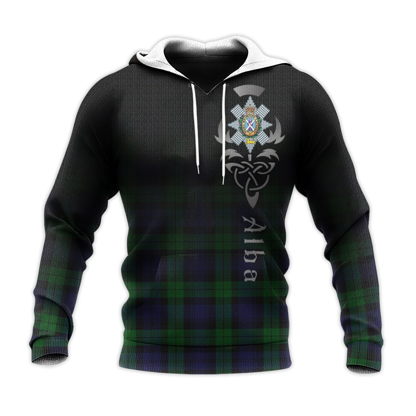 Printivon Black Watch Tartan Crest Alba Celtic Hoodie