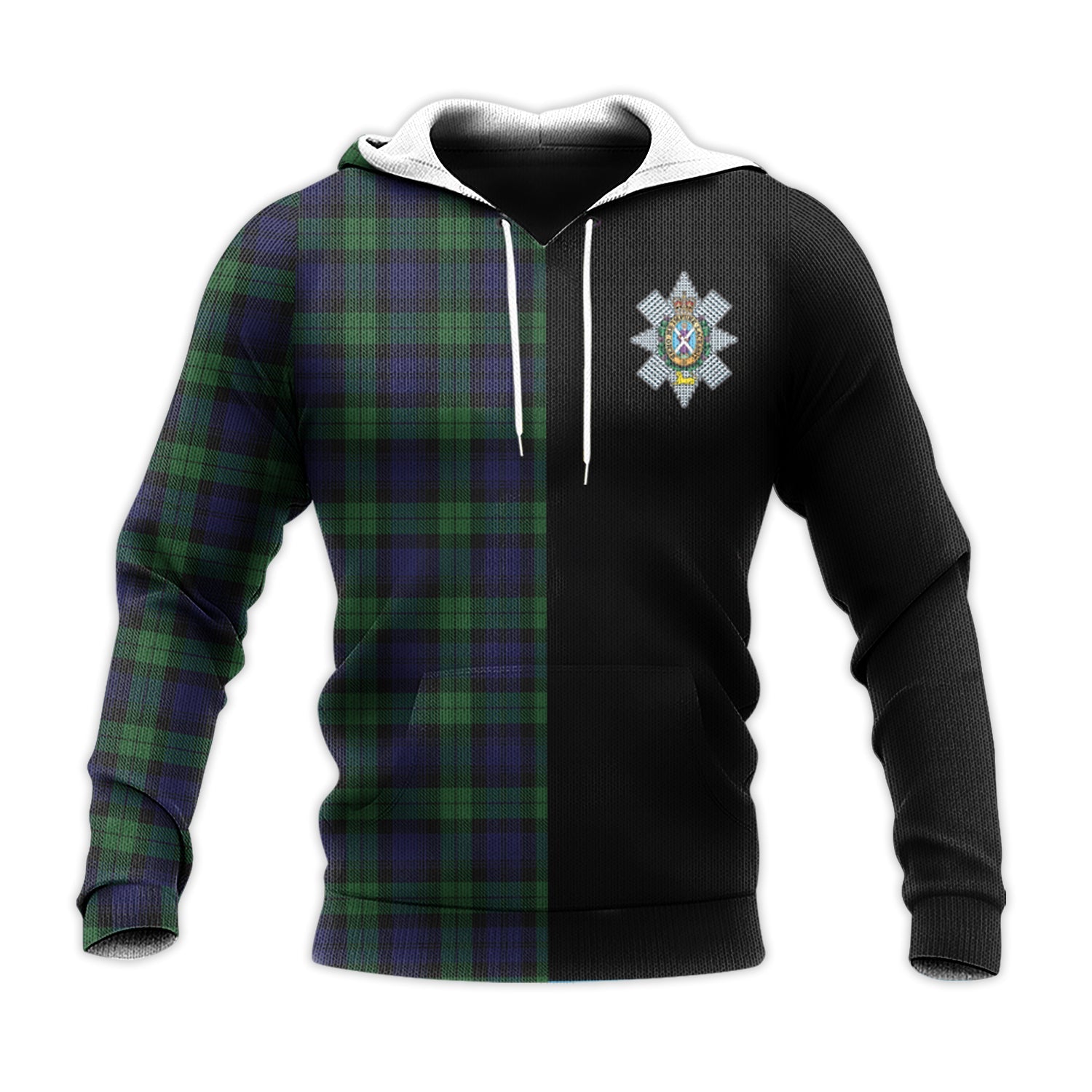 Printivon Black Watch Tartan Personalize Half Hoodie