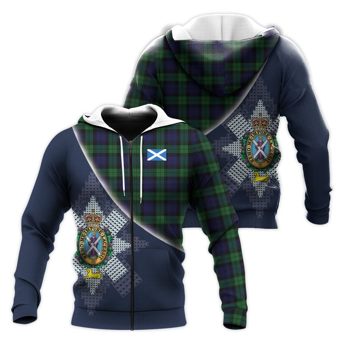 Printivon Black Watch Tartan Scottish Crest Hoodie