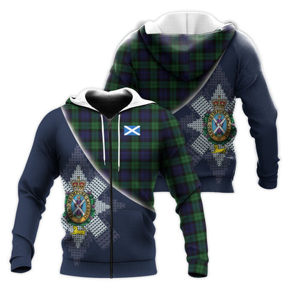 Printivon Black Watch Tartan Scottish Crest Hoodie