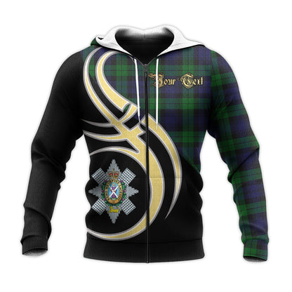 Printivon Black Watch Clan Believe In Me Crest Tartan Knitted Hoodie Custom Your Text