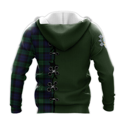 Printivon Black Watch Tartan Hoodie Lion Rampant And Celtic Thistle Style