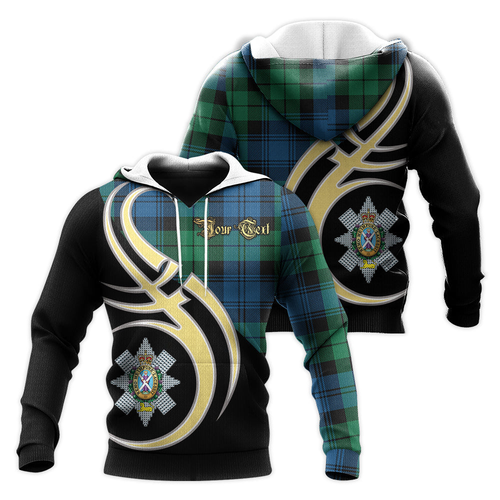 Printivon Black Watch Ancient Clan Believe In Me Crest Tartan Knitted Hoodie Custom Your Text