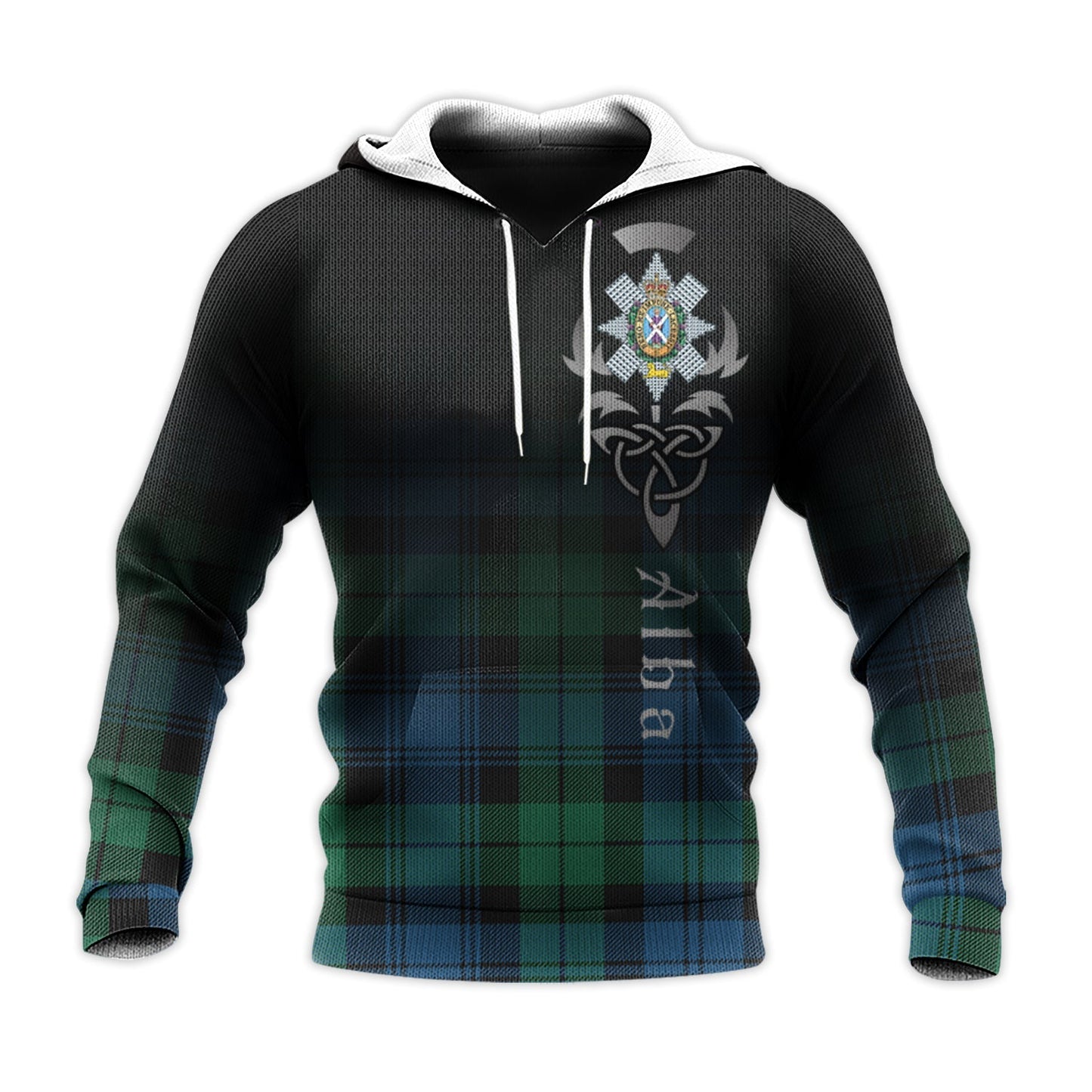Printivon Black Watch Ancient Tartan Crest Alba Celtic Hoodie