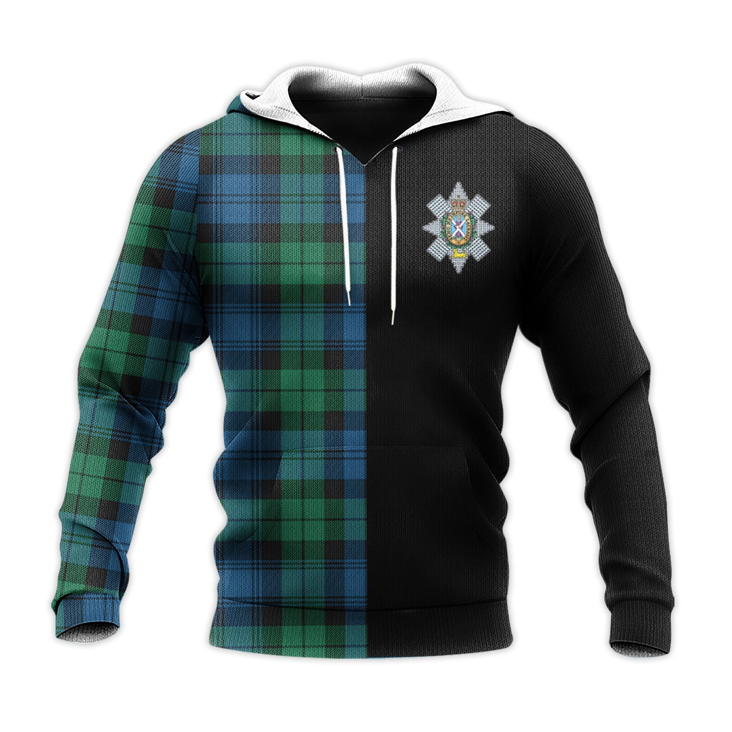 Printivon Black Watch Ancient Tartan Personalize Half Hoodie