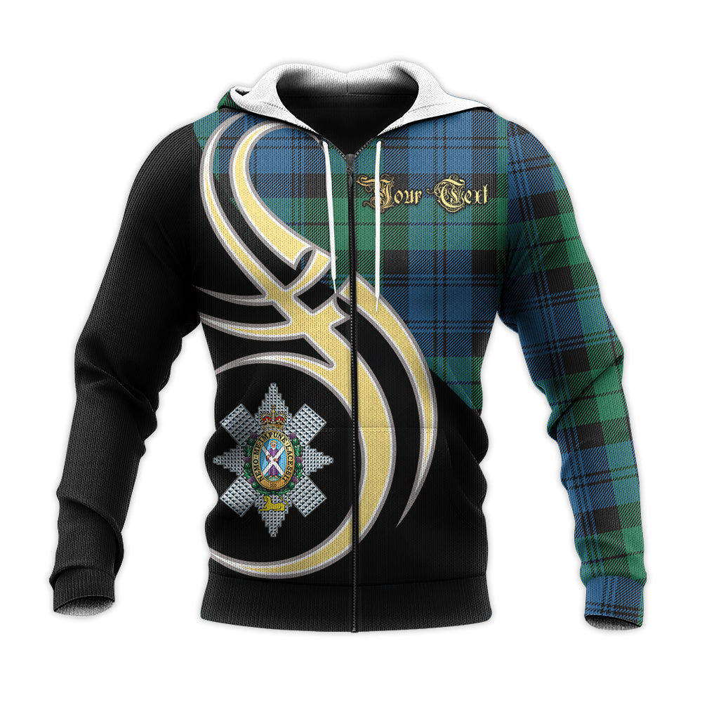 Printivon Black Watch Ancient Clan Believe In Me Crest Tartan Knitted Hoodie Custom Your Text
