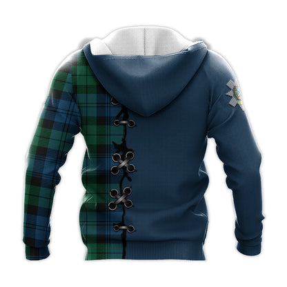 Printivon Black Watch Ancient Tartan Hoodie Lion Rampant And Celtic Thistle Style