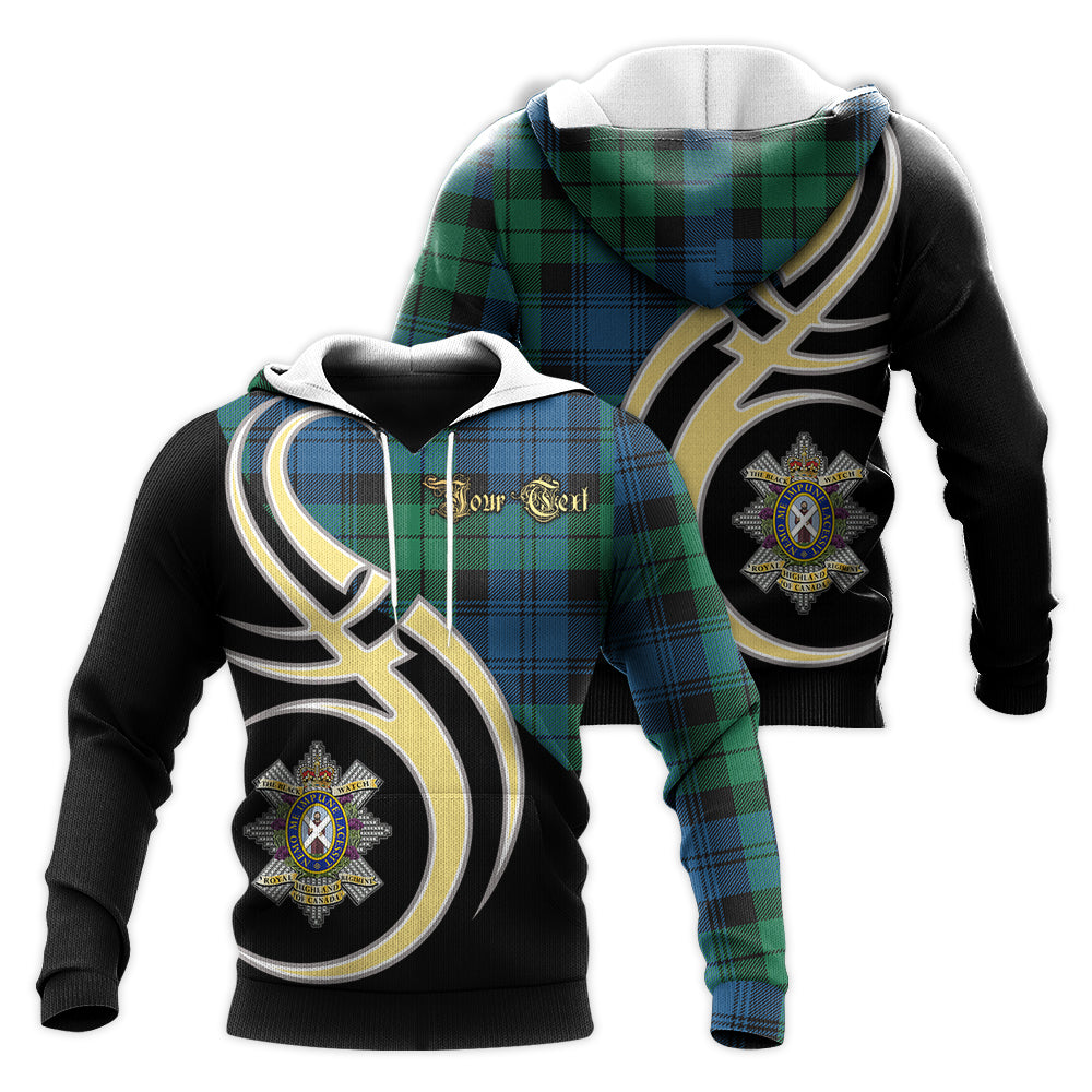 Printivon Black Watch Ancient Of Canada Clan Believe In Me Crest Tartan Knitted Hoodie Custom Your Text