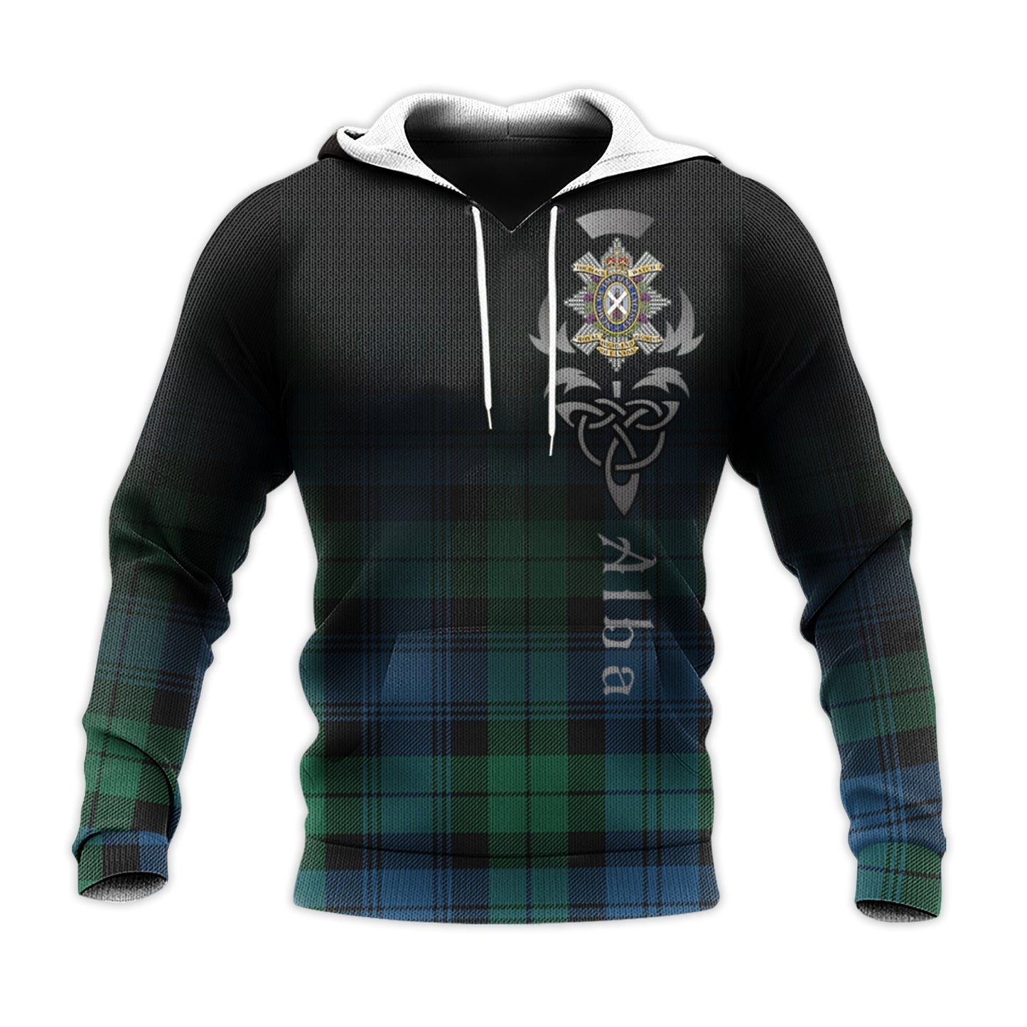 Printivon Black Watch Ancient Of Canada Tartan Crest Alba Celtic Hoodie