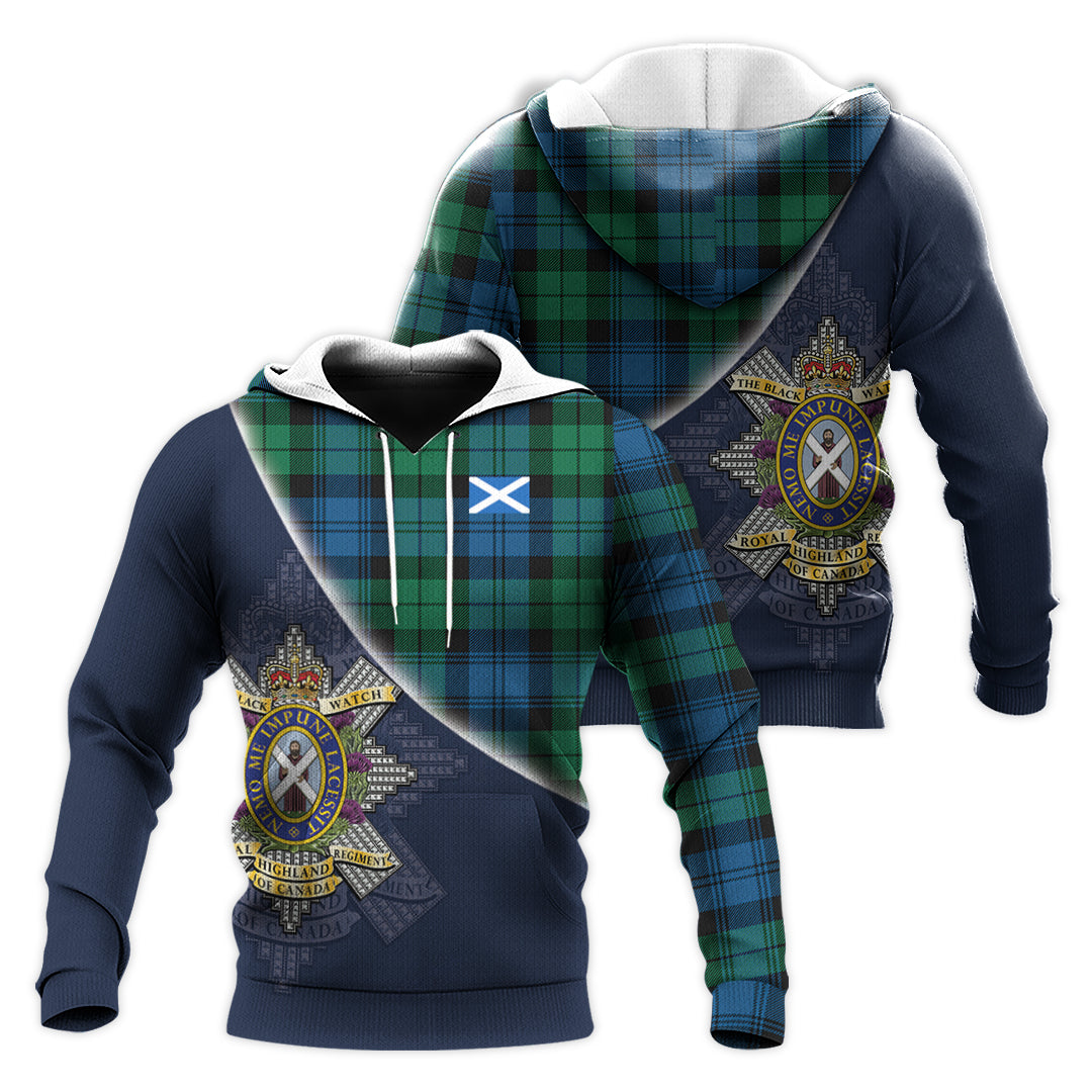 Printivon Black Watch Ancient Of Canada Tartan Scottish Crest Hoodie