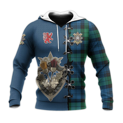 Printivon Black Watch Ancient Of Canada Tartan Hoodie Lion Rampant And Celtic Thistle Style