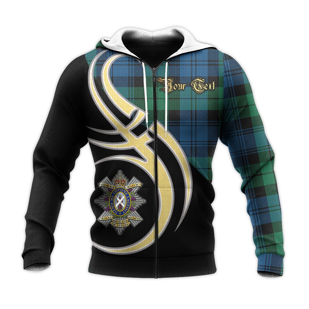 Printivon Black Watch Ancient Of Canada Clan Believe In Me Crest Tartan Knitted Hoodie Custom Your Text
