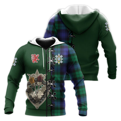 Printivon Black Watch Modern Tartan Hoodie Lion Rampant And Celtic Thistle Style