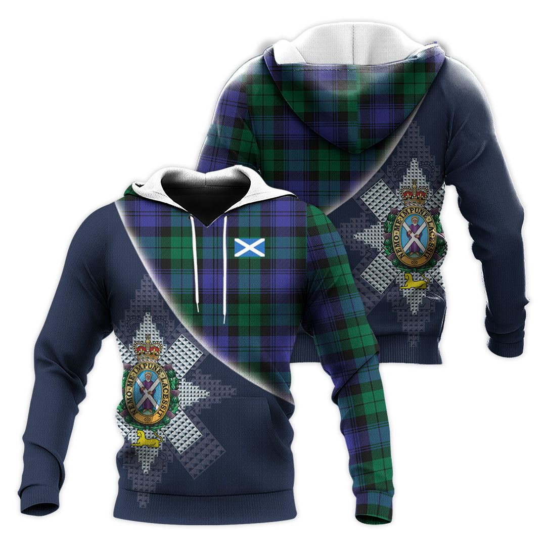 Printivon Black Watch Modern Tartan Scottish Crest Hoodie