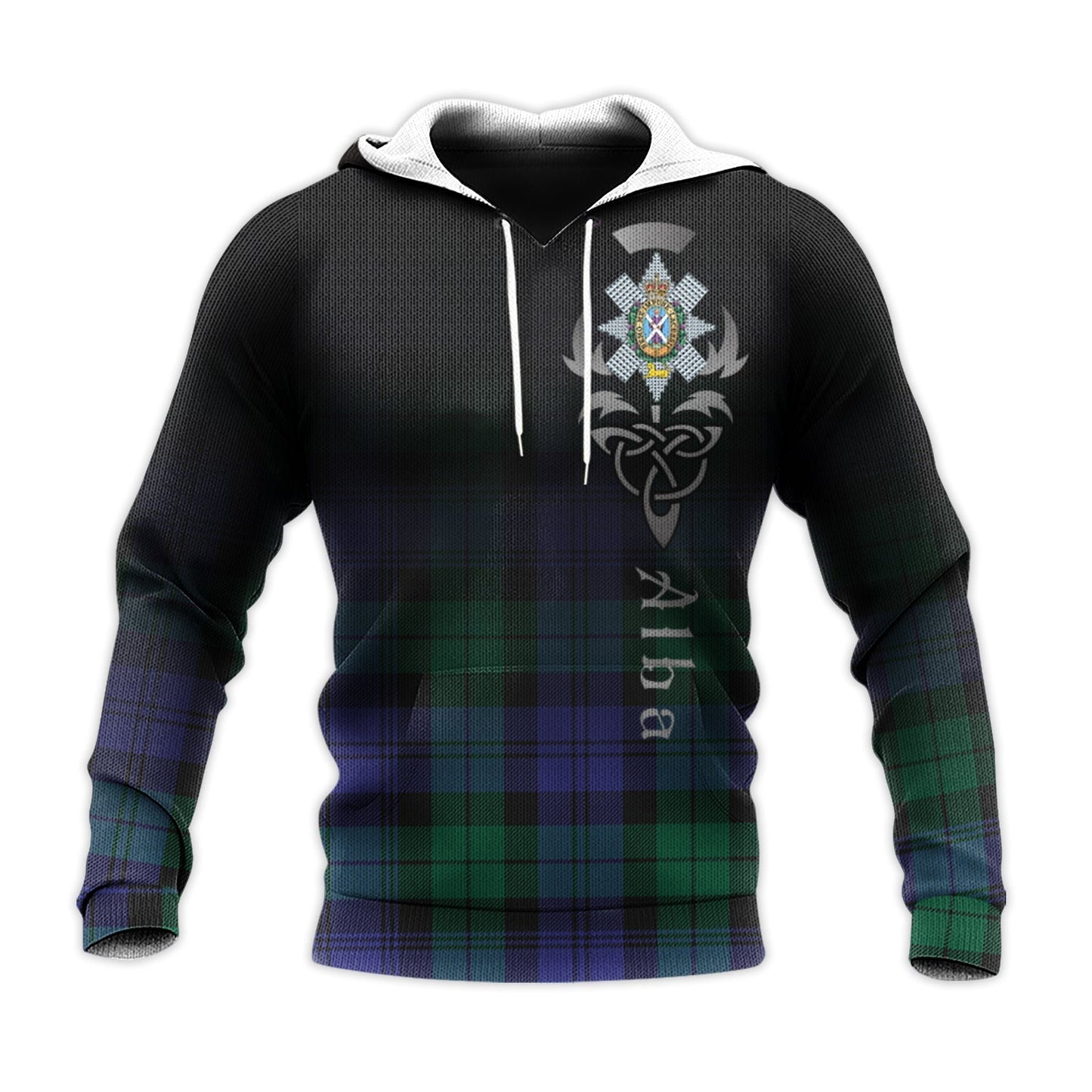 Printivon Black Watch Modern Tartan Crest Alba Celtic Hoodie