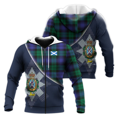 Printivon Black Watch Modern Tartan Scottish Crest Hoodie