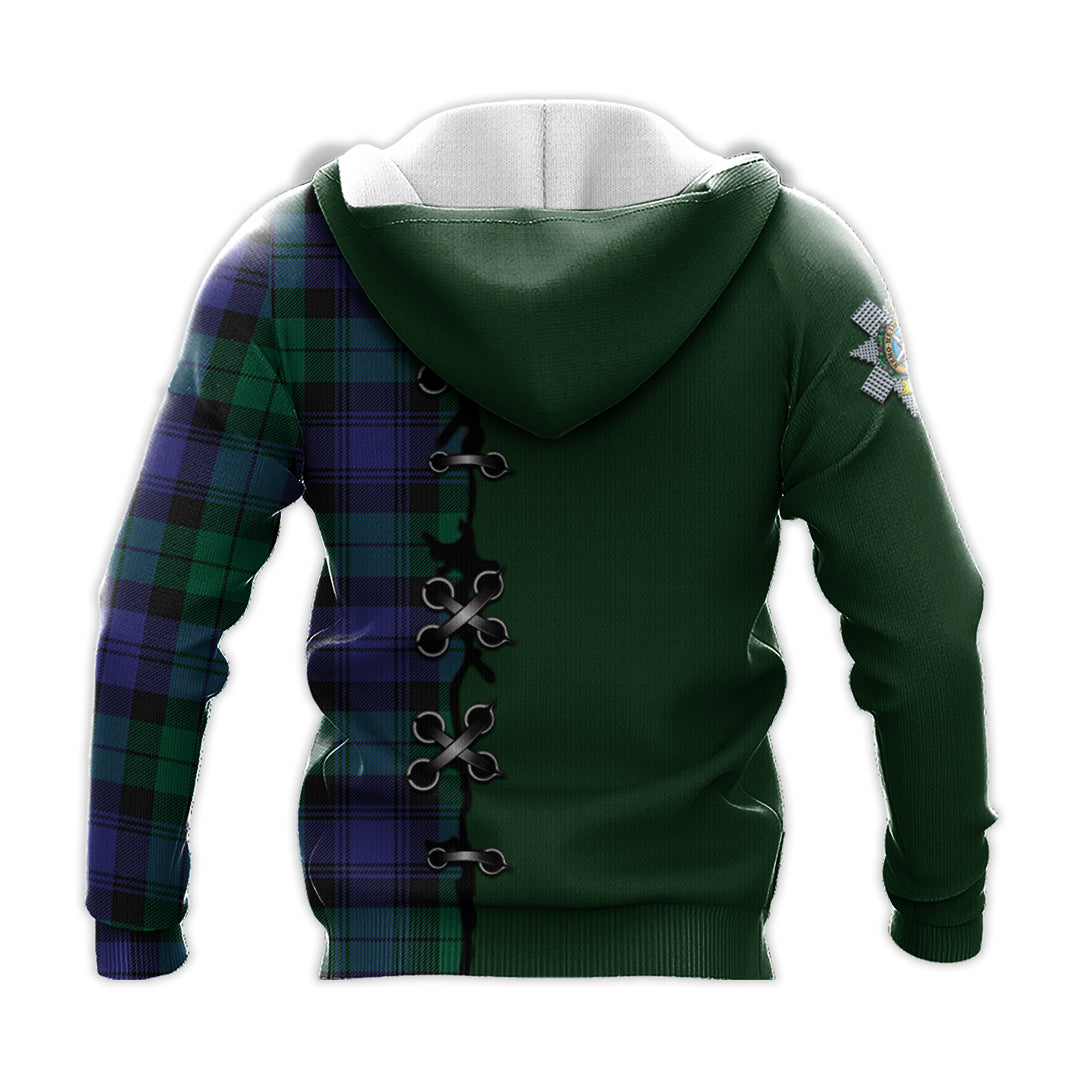 Printivon Black Watch Modern Tartan Hoodie Lion Rampant And Celtic Thistle Style
