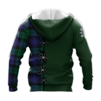Printivon Black Watch Modern Tartan Hoodie Lion Rampant And Celtic Thistle Style