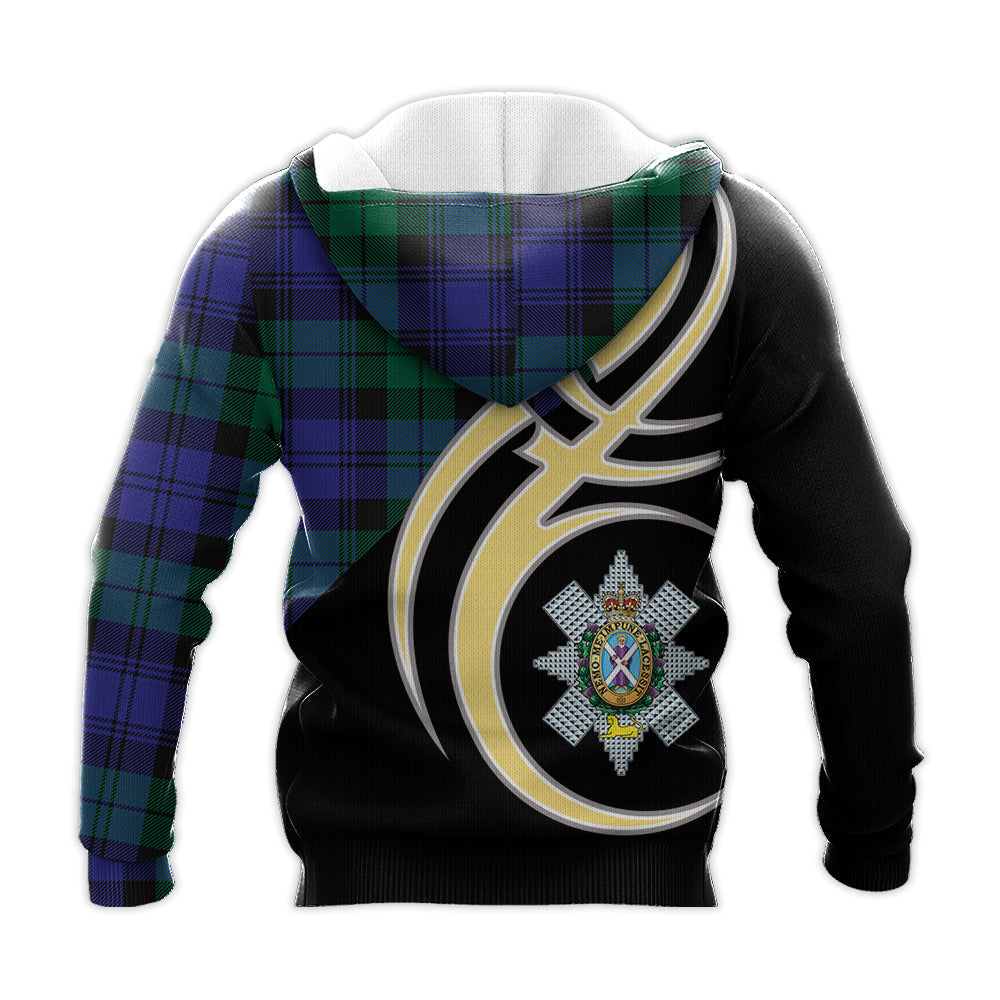 Printivon Black Watch Modern Clan Believe In Me Crest Tartan Knitted Hoodie Custom Your Text