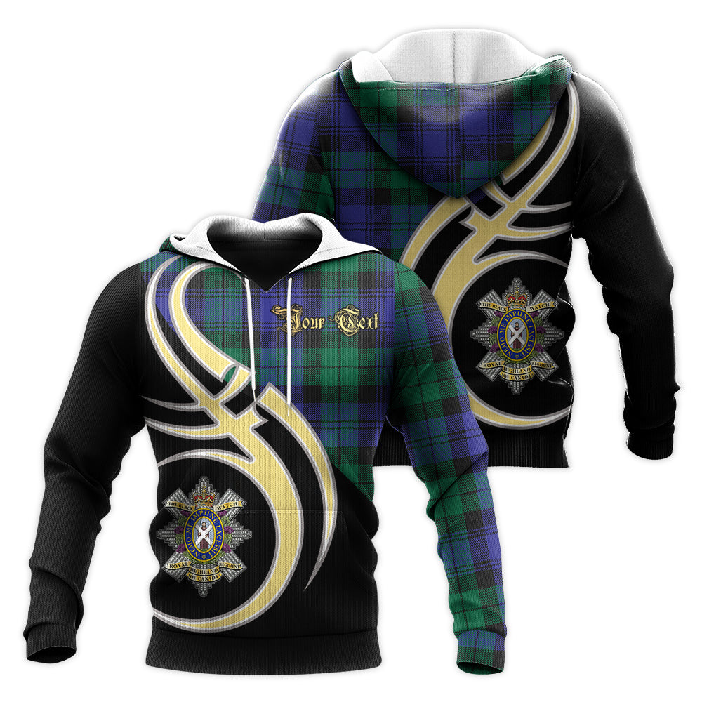 Printivon Black Watch Modern Of Canada Clan Believe In Me Crest Tartan Knitted Hoodie Custom Your Text