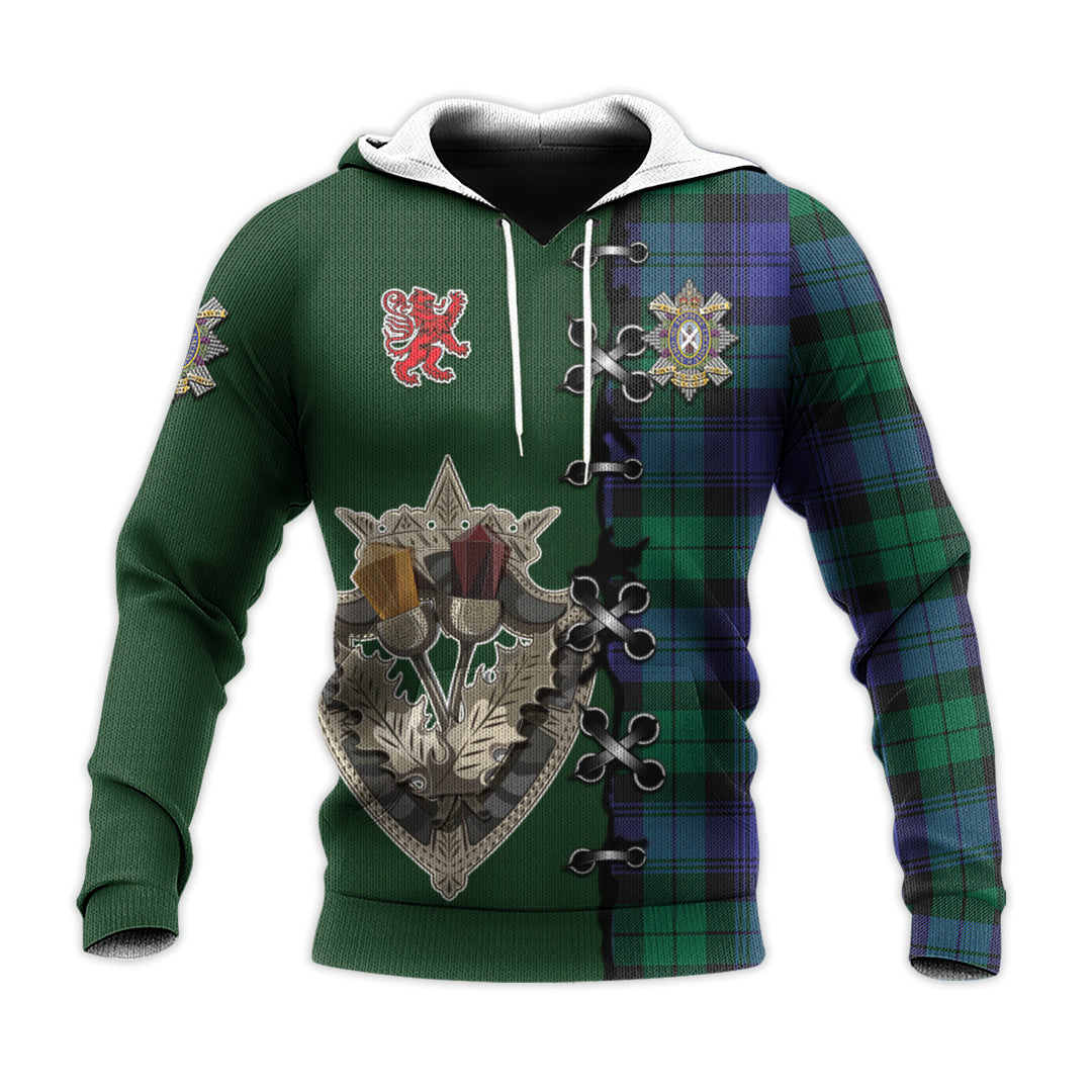 Printivon Black Watch Modern Of Canada Tartan Hoodie Lion Rampant And Celtic Thistle Style