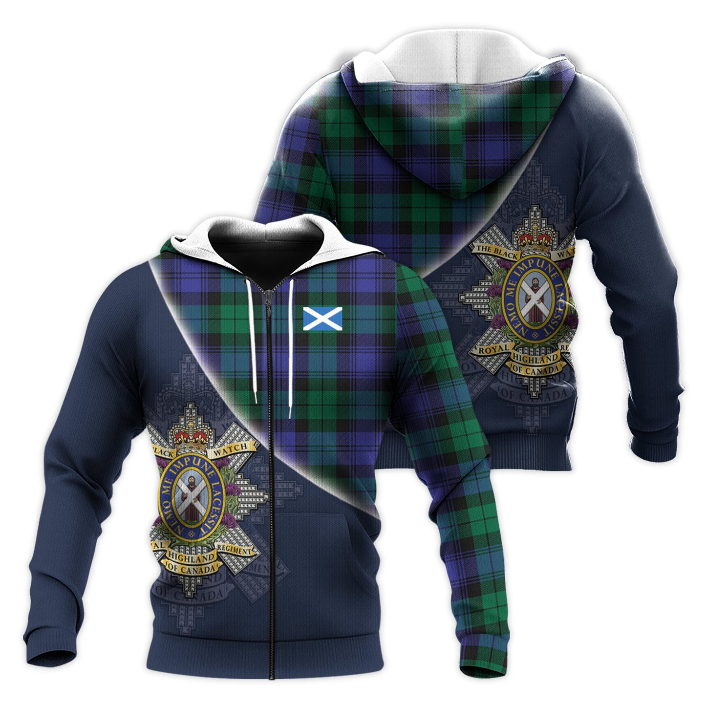 Printivon Black Watch Modern Of Canada Tartan Scottish Crest Hoodie