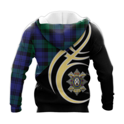 Printivon Black Watch Modern Of Canada Clan Believe In Me Crest Tartan Knitted Hoodie Custom Your Text