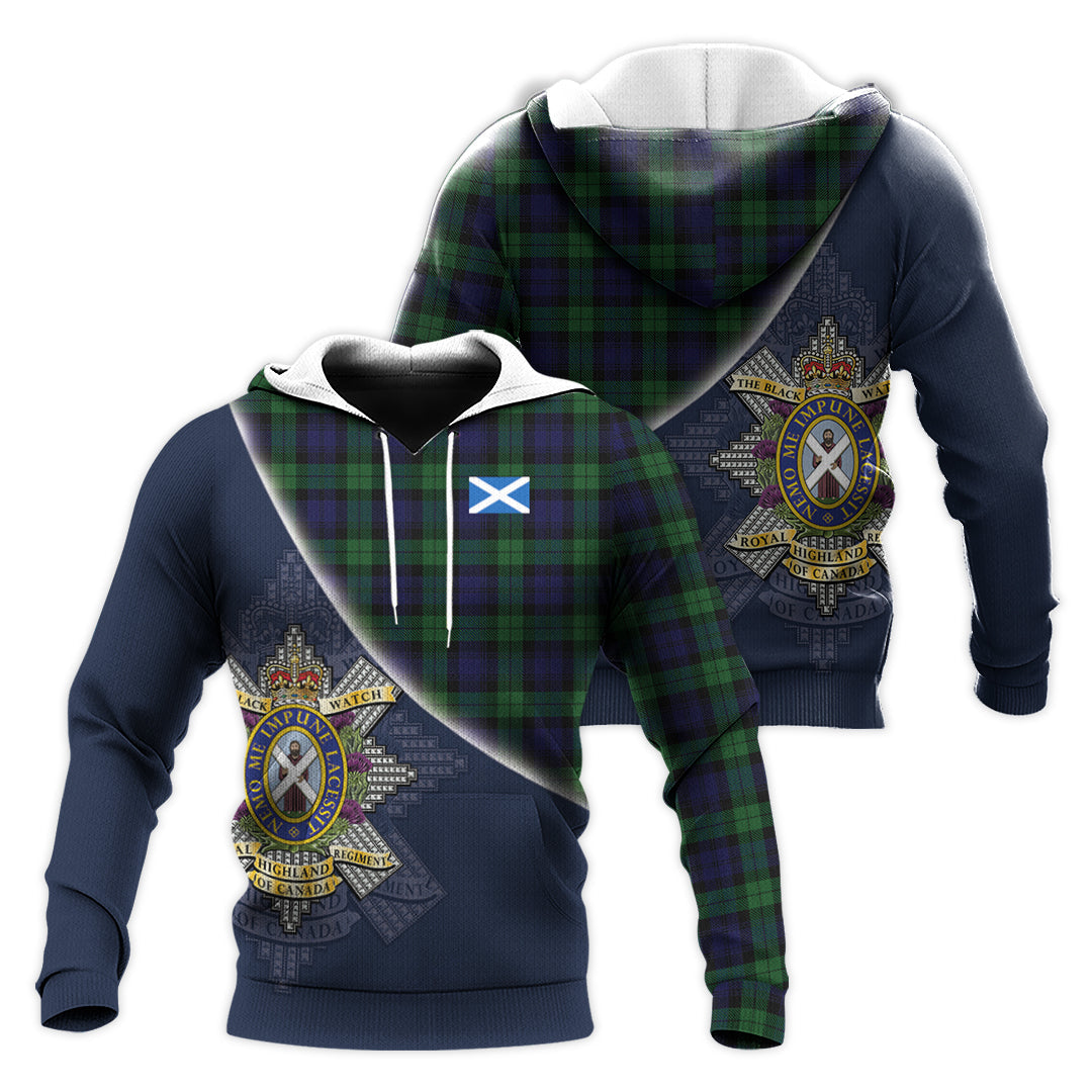 Printivon Black Watch Of Canada Tartan Scottish Crest Hoodie