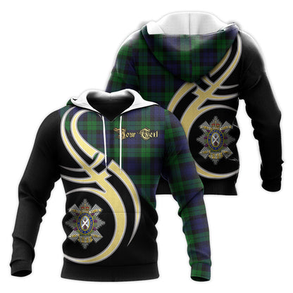 Printivon Black Watch Of Canada Clan Believe In Me Crest Tartan Knitted Hoodie Custom Your Text