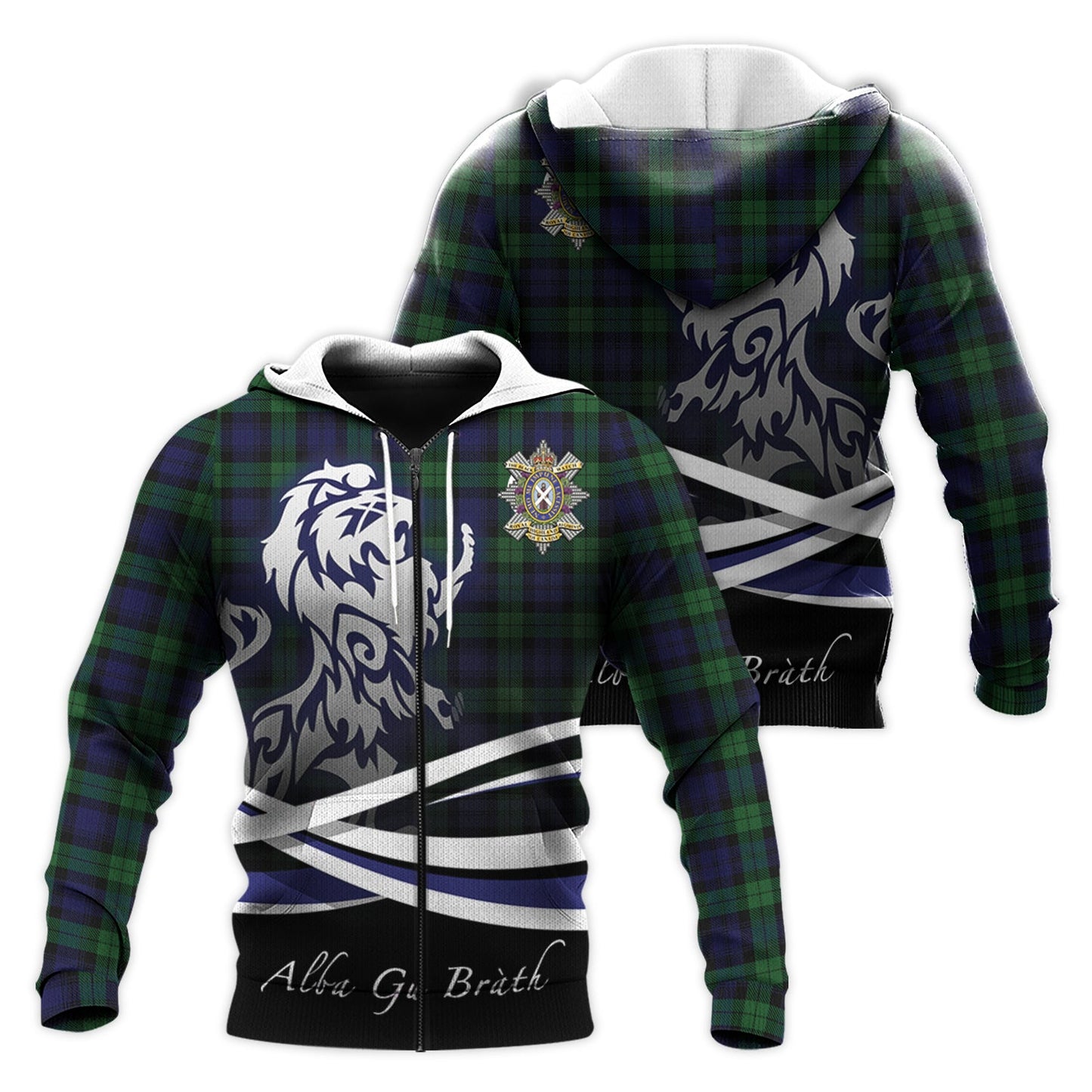 Printivon Black Watch Of Canada Tartan Scottish Lion Hoodie