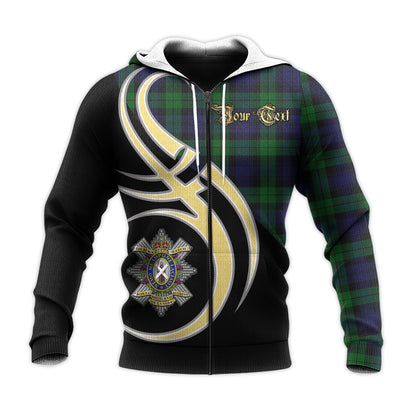 Printivon Black Watch Of Canada Clan Believe In Me Crest Tartan Knitted Hoodie Custom Your Text