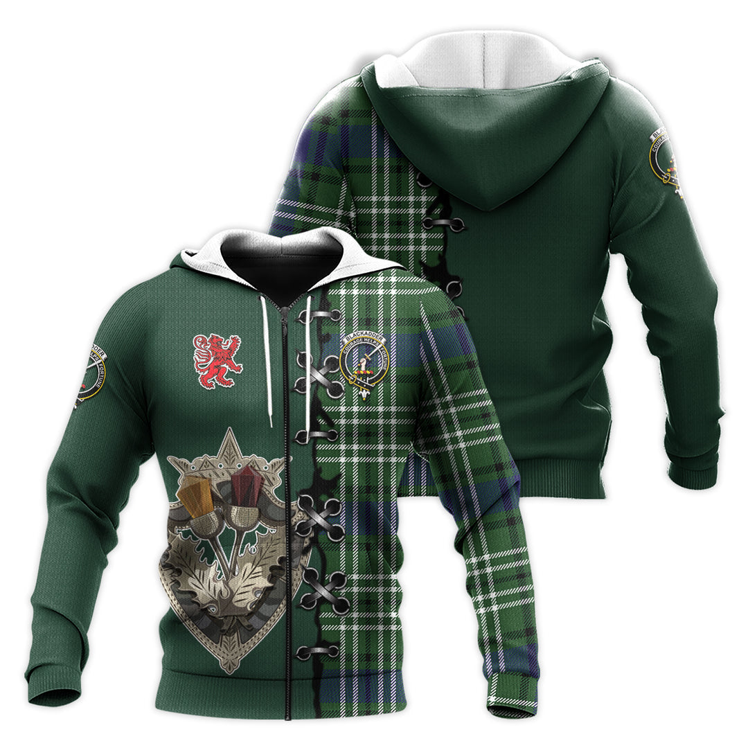 Printivon Blackadder Tartan Hoodie Lion Rampant And Celtic Thistle Style