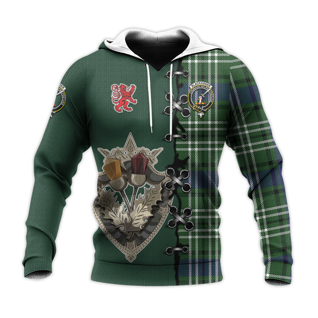 Printivon Blackadder Tartan Hoodie Lion Rampant And Celtic Thistle Style
