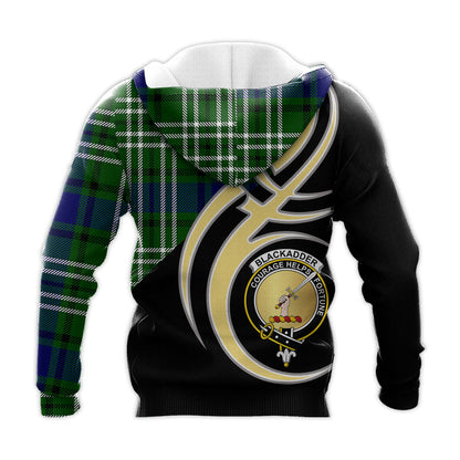 Printivon Blackadder Clan Believe In Me Crest Tartan Knitted Hoodie Custom Your Text