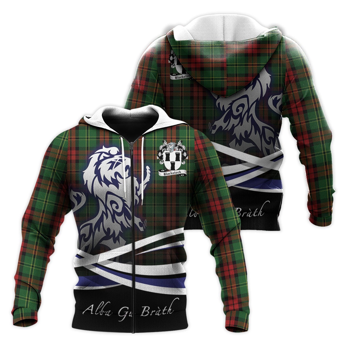 Printivon Blackstock Hunting Tartan Scottish Lion Hoodie