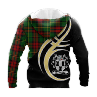 Printivon Blackstock Hunting Clan Believe In Me Crest Tartan Knitted Hoodie Custom Your Text