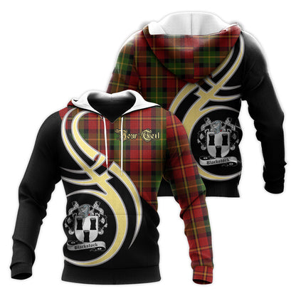 Printivon Blackstock Red Dress Clan Believe In Me Crest Tartan Knitted Hoodie Custom Your Text