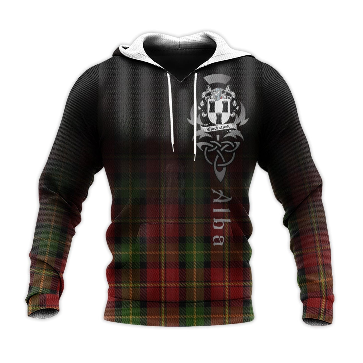 Printivon Blackstock Red Dress Tartan Crest Alba Celtic Hoodie