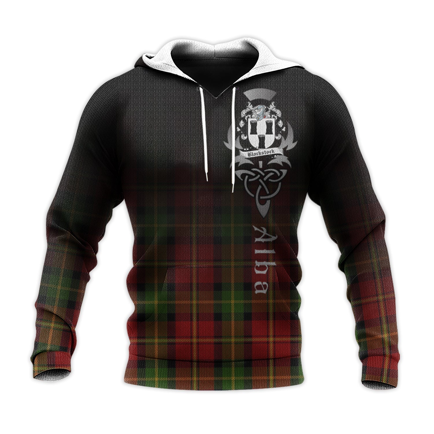 Printivon Blackstock Red Dress Tartan Crest Alba Celtic Hoodie