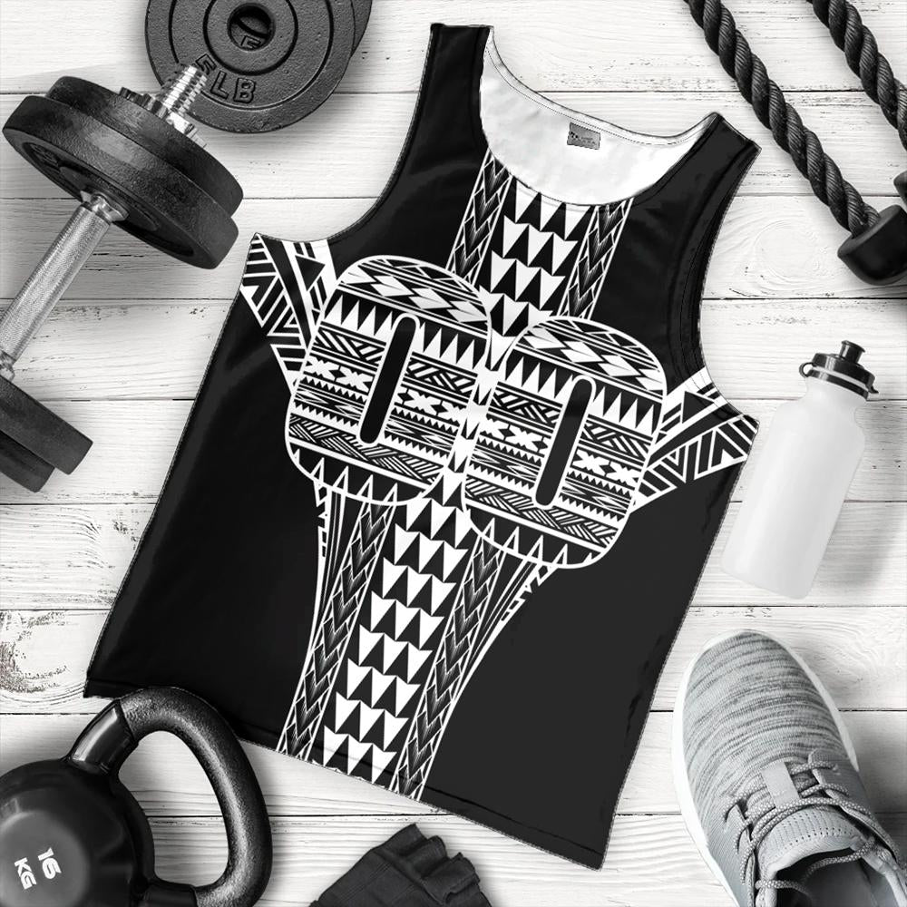 Personalised Hawaii Men's Tank Top Black White Football Tank Top AH