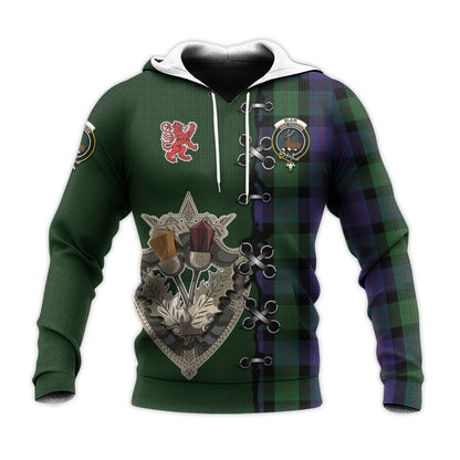Printivon Blair Tartan Hoodie Lion Rampant And Celtic Thistle Style